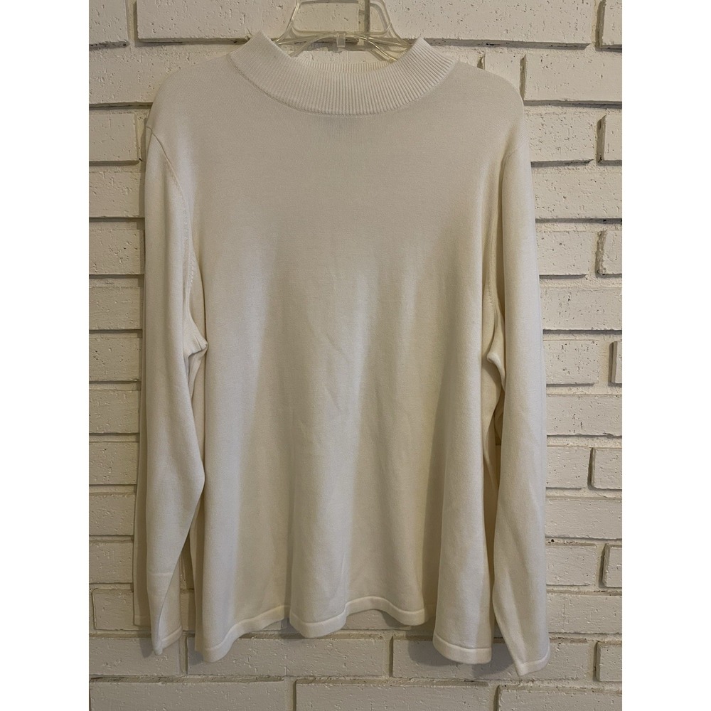 Joan Rivers Wardrobe Builders Mock Neck White Sweater Size 2XL NEW